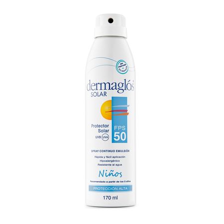 Protector Solar Dermaglos Spray Continuo Fps 50 Niños X170ml