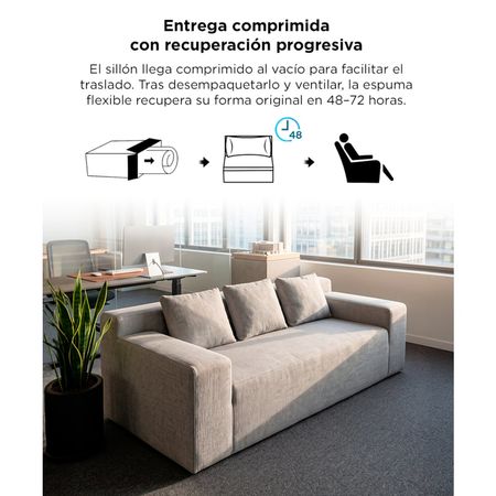 Sillón Sofá Rieti By Gadnic 3 Cuerpos 220 cm Espuma Comprimido 1 Pieza Beige