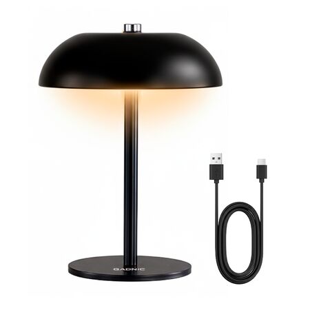 Lampara de Mesa LED Gadnic Inalambrica MAH 3 Tonos de Luz Touch USB C (Negro)
