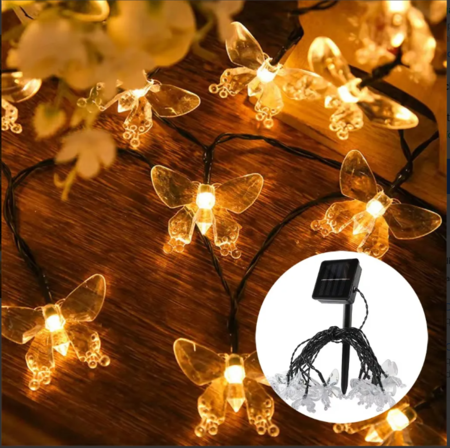 Guirnalda led luz solar mariposas