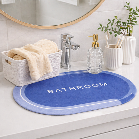 Alfombra para baño absorbente antideslizante + dispenser + toalla + organizador