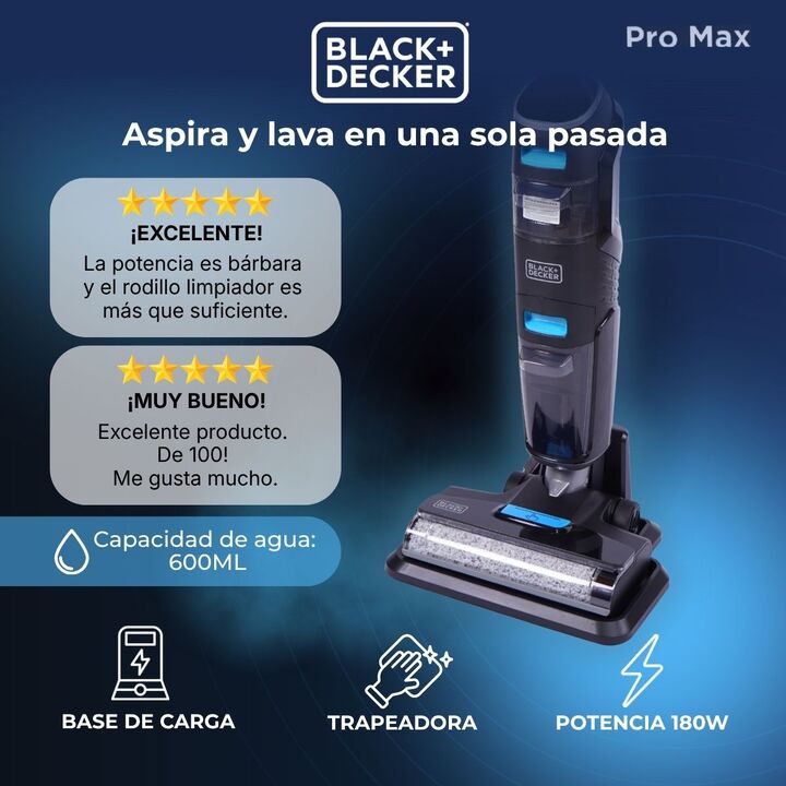 Aspiradora y Trapeadora Inalámbrica Duo Pro Max Black & Decker BXUVXA04 - Vista 2