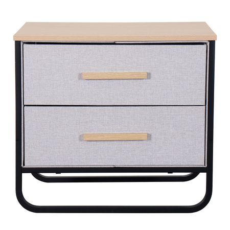 Mesa de Luz / Cajonera Dalton 2 Cajones Gris Negro Madera 24216