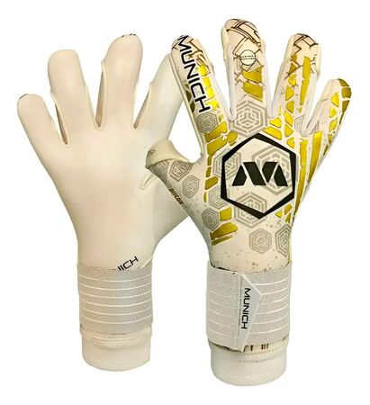 Guantes Arquero Munich Busan Latex Aleman Neoprene Hybrid Dorado/Blanco 8