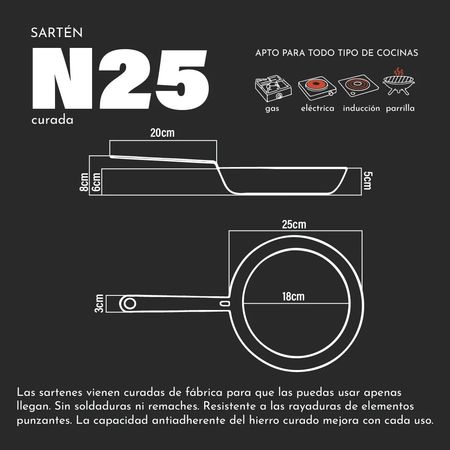 Sartenes De Hierro curadas  Kankay N20 Y N25 Antiadherentes