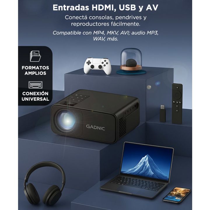 Proyector Gadnic Luminous Pro 6200 Lúmens Full HD Con Altavoz - Vista 3