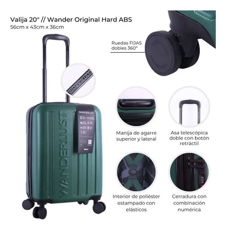 Valija Wanderlust Hard Abs 20 Pulg Expand Verde Oscuro 41109
