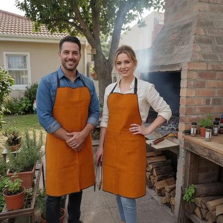 Delantal Para Cocina Y Parrillas Talle Unico Hombre Mujer Naranja Liso