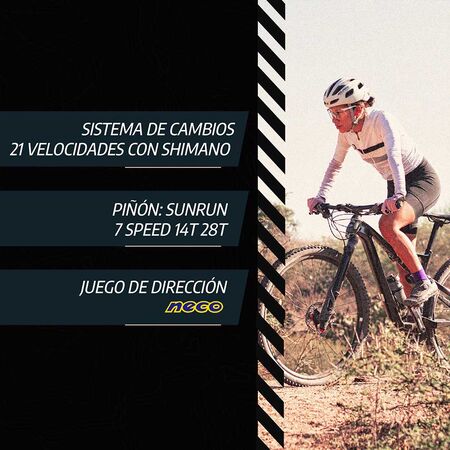 Bicicleta Mtb Overtech Q5, R29 21v Shimano, Freno Disco, Suspensión, Amarillo/Blanco, Talle L