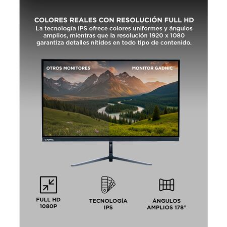 Monitor Led Gadnic 24 Alta resolución IPS Full HD 100 Hz