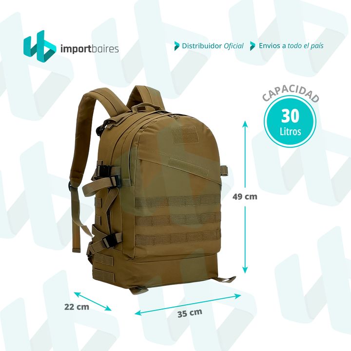 Mochila Táctica Militar Asalto 30l Calidad Cordura Reforzada Color Camel - Vista 2