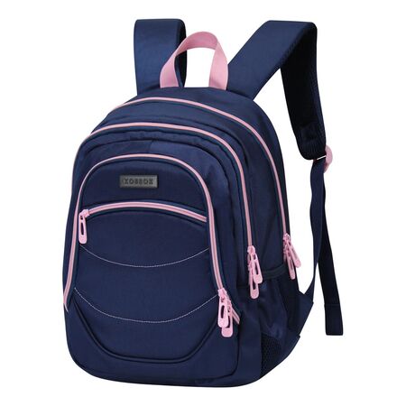Mochila Kossok Lepi - Escolar - Mediana - Reforzada Marino/Rosa Lisa