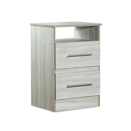 Mesa de Luz 2 Cajones Melamina Marfil Reforzada Maximo Fortaleza