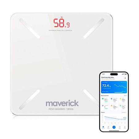 Balanza Corporal Maverick BPD02 Smart Conexión BT Soporta Hasta 180 Kg