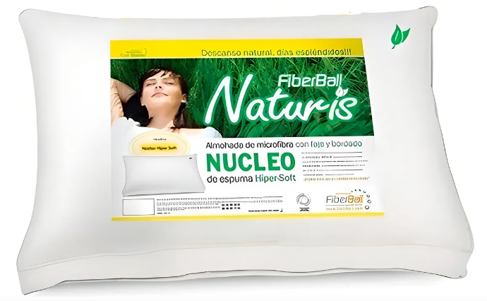Almohada naturis Fiberball 70x45 microfibra, faja y bordado - Vista 2