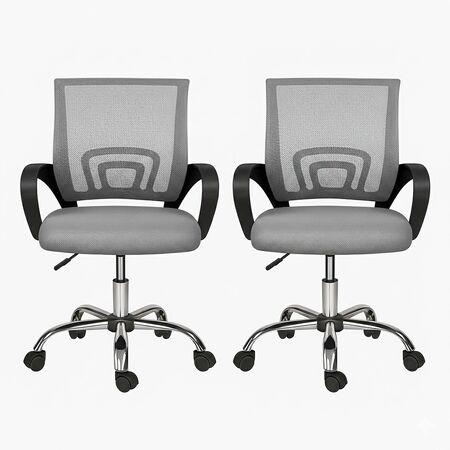 Set de Sillas De Escritorio Clásicas Oficina Ergonómicas con Ruedas color Gris x 2 unid