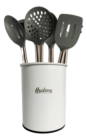 Set 6 Utensillos Nylon Con Mango De Madera Hudson