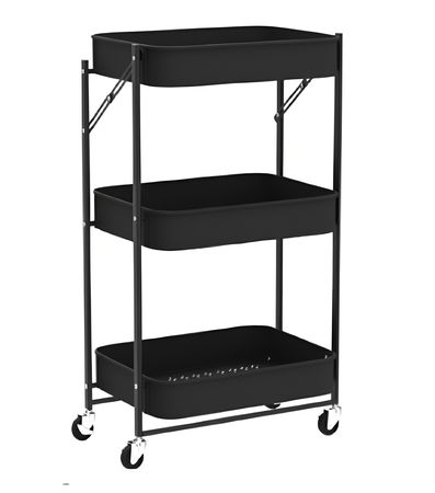 Carro Plegable Multiuso Metálico 3 Estantes Hogar Actual