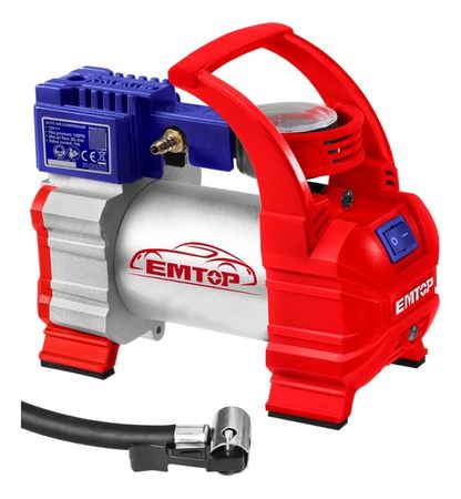 Compresor Simple Aire Mini Batería Portátil 140 Psi Auto 12v Gris/rojo
