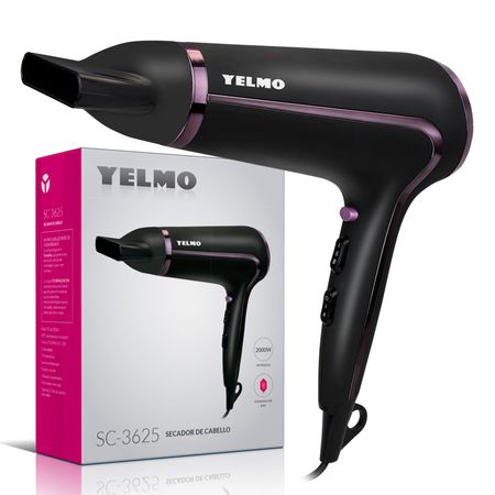 Secador De Cabello Yelmo Sc-3625 De 2000w Tourmaline Ion Color Negro