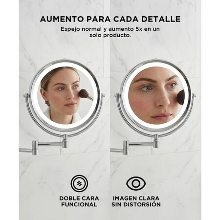 Espejo De Pared Gadnic Led Para Maquillar 360° 