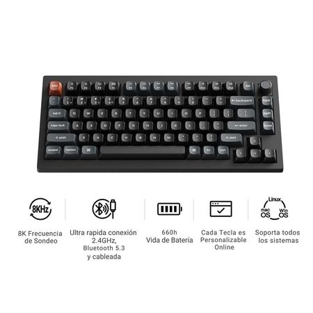 Teclado Mecánico Keychron V1 Ultra ANSI 75% Switch Silk POM Brown