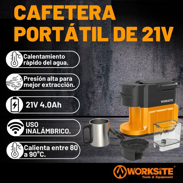 Cafetera Inalambrica A Bateria Filtro Capsula Worksite - Vista 3
