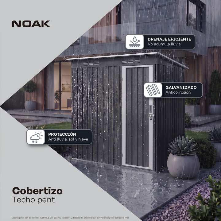 Cobertizo Depósito 151x187x91cm Noak Negro Acero Galvanizado - Vista 5