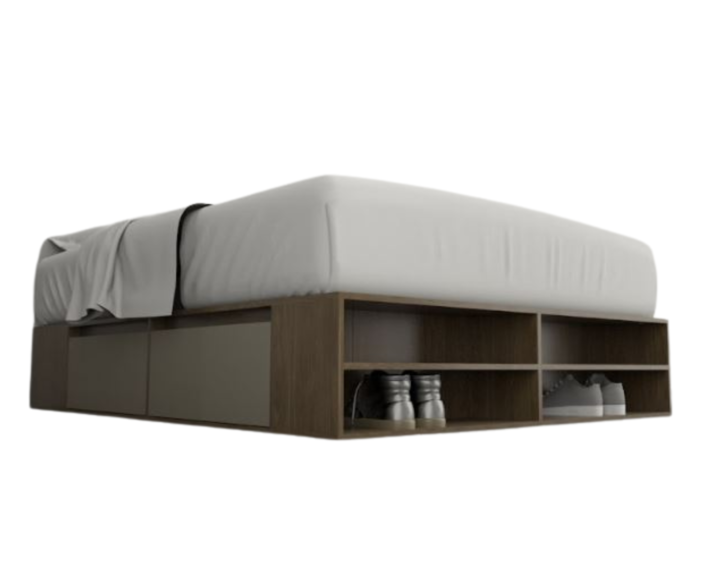 Base Cama Box Linea Minimal 1.40m 4 Cajones Con Estantes 6442 Nogal/Gris C Tables - Vista 2
