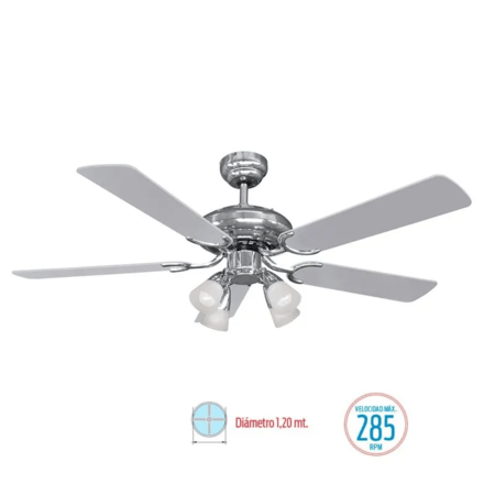 Ventilador Liliana De Techo Con Luz 48 Plata/Negro Vthm415R