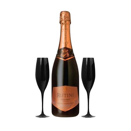 Set Espumante Rutini Extra Brut y 2 Copas Con Estuche
