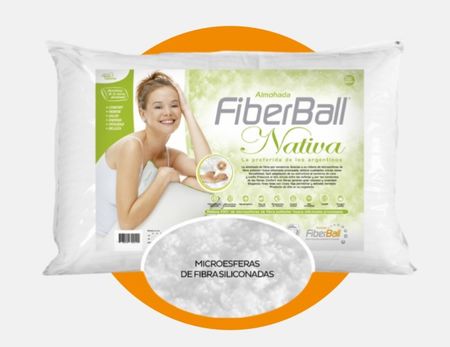 Almohada Fiberball nativa con faja fibra siliconada 70x40 color blanco