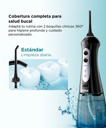 Irrigador Bucal Portatil Nicefeel Inalámbrico 300ml 2 Boquillas Intercambiables 5 Modos