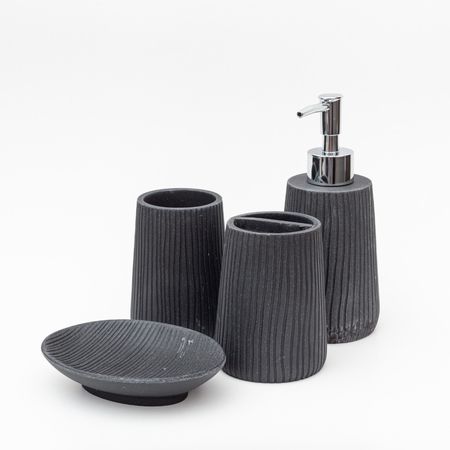 Set De Baño X4 Resina Etxe (dd-13) Negro