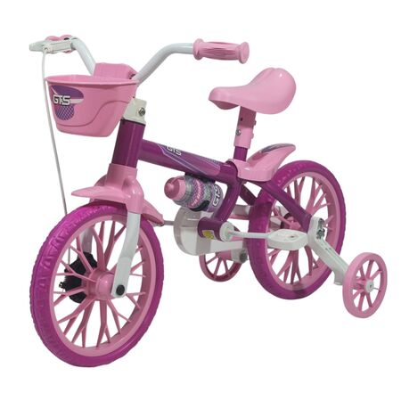 Bicicleta rodado 12 GTS con cantimplora rosa