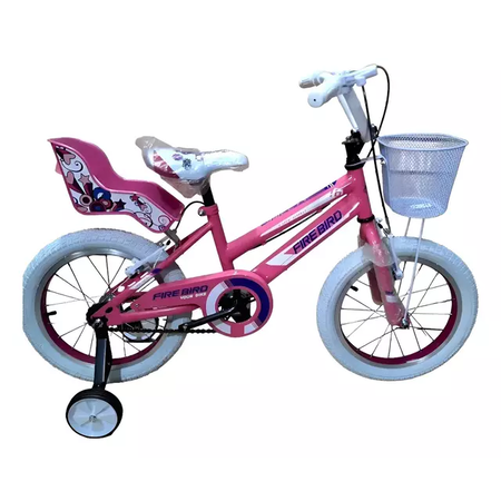 Bicicleta Cross Infantil Firebird R16 Canasto Porta Muñeca Rosa