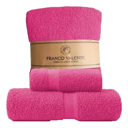 SET TOALLA Y TOALLON FRANCO VALENTE HOT PINK 