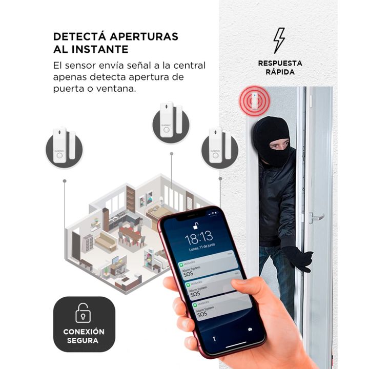 Sensor Inalámbrico Gadnic WS1000 de Puertas y Ventanas - Vista 3