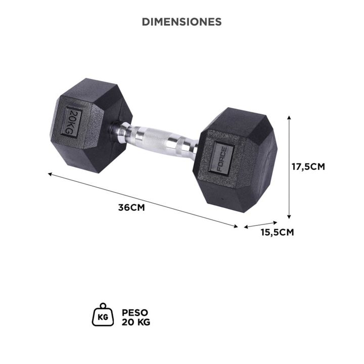 Mancuerna Hexagonal Force By Gadnic 20KG Agarre Seguro - Vista 4