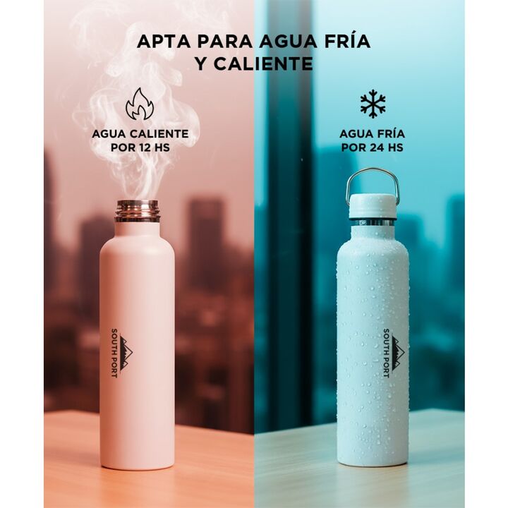Botella Naranja South Port Térmica Deportiva 750ml Acero Inoxidable - Vista 3