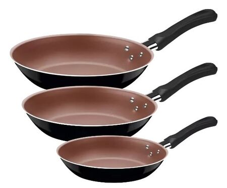 Juego de 3 Sartenes Tramontina Linz en Aluminio con Revestimiento Antiadherente