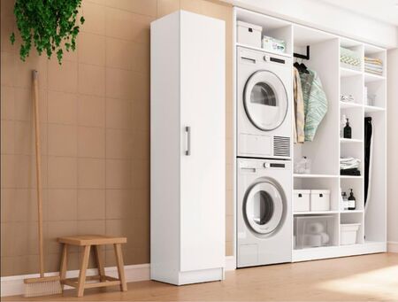 Armario Escobero 2010 - Color Branco - 160cm - Bisagras Metal 15mm - 60 cm x 160 cm x 31 cm (M0000598)