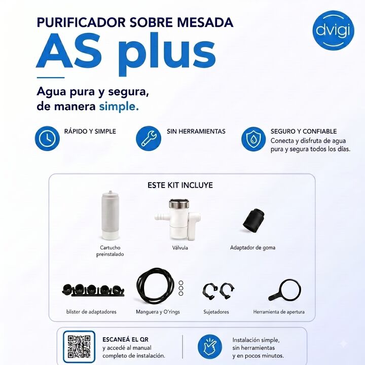 Purificador Dvigi AS Plus Sobre Mesada Elimina Arsénico - Vista 3