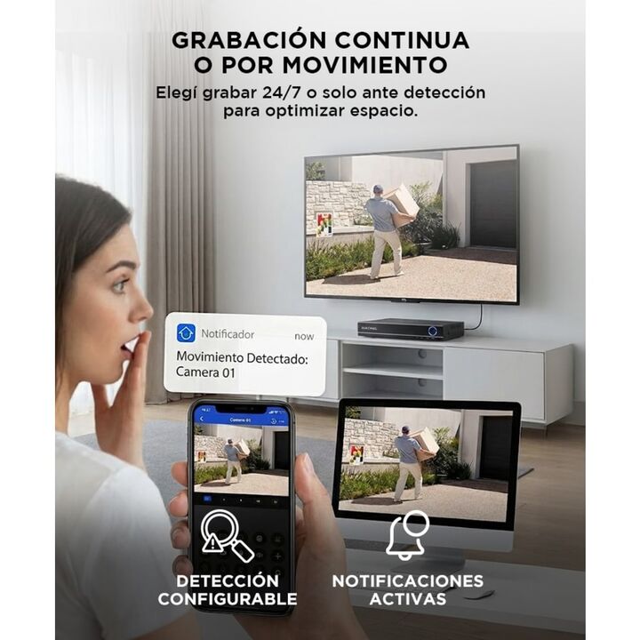 Cámaras de Seguridad x4 + DVR 8CH Gadnic SX14 Interior / Exterior IP CCTV Visión Nocturna 1Tb - Vista 3