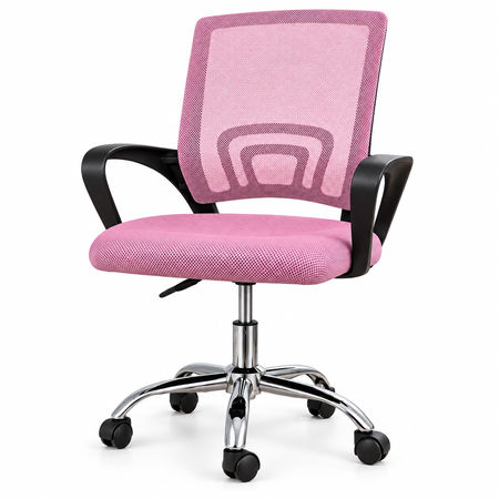 Silla T-GO De Escritorio Color Rosa Ergonomica Malla Mesh Base Acero Cromado