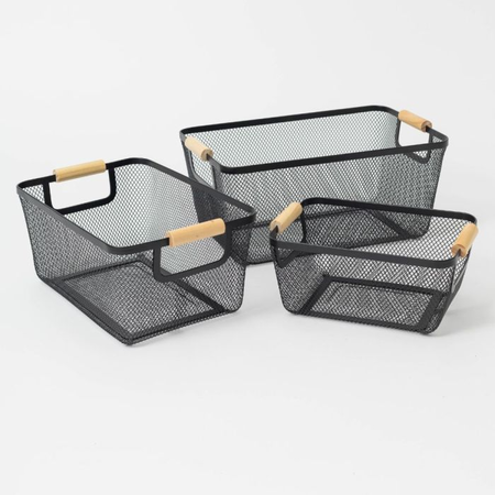 SET X 3 CANASTOS ALAMBRE NEGRO ETXE (ETXE 493 NEGRO)