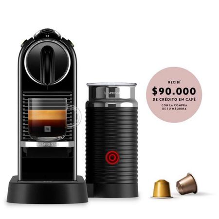 Cafetera Nespresso Citiz Milk Black Curva + Aeroccino D123-AR-BK-NE2-LOCAL