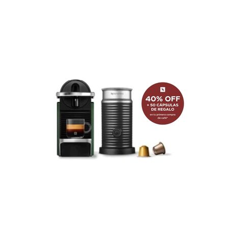 Cafetera Nespresso Pixie Verde Curva + Aeroccino A3KC62-AR-GR-NE-LOCAL
