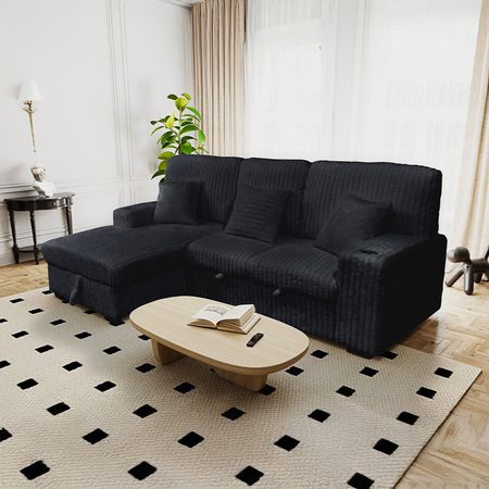 Sillón Alec 3 Cuerpos Negro Camastro lado Derecho