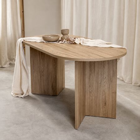Combo Mesa Zaragoza 160x80 + 4 Sillas Cheers Tapizadas en Pana Gris